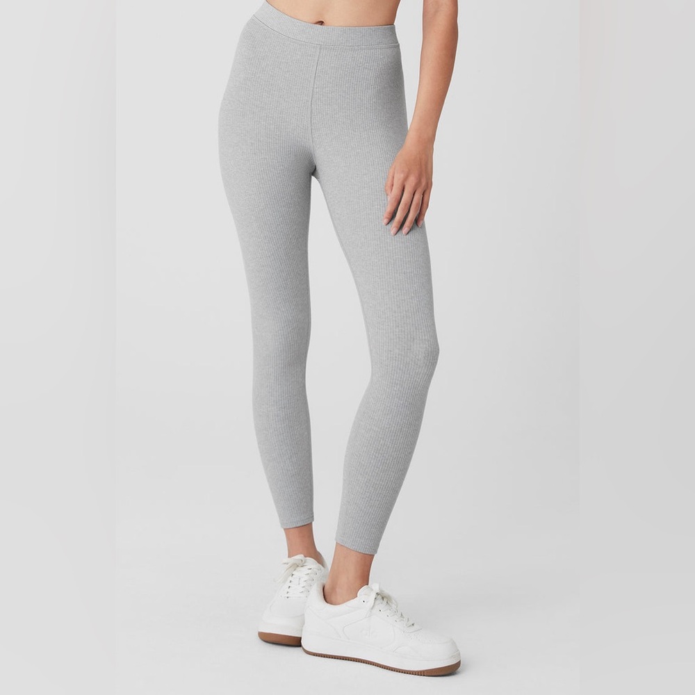 ALO Yoga Gray Ribbed High-Waist Leggings